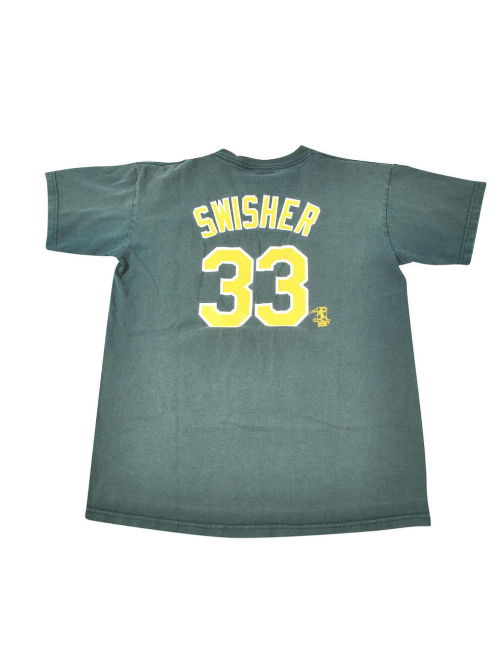Vintage Oakland Athletics Nick Swisher 90s MLB Baseball Green Shirt Size Small